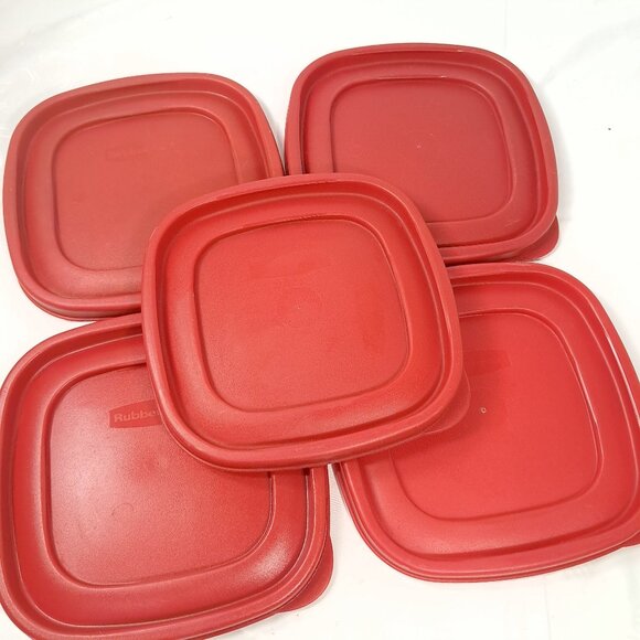 Rubbermaid Set of 5 Easy Find 7J64 Replacement Lids 6.5” Square Red plastic - Picture 1 of 7